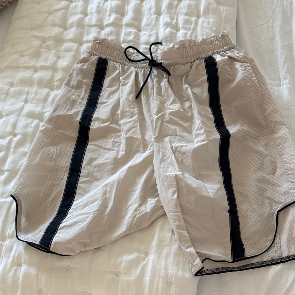 FP Movement by Free People Cream and Black Athletic Shorts